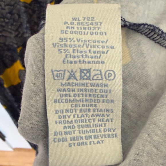 Boden Blue and Yellow Patterned V-Neck Midi Sixe US10 - Picture 8 of 12